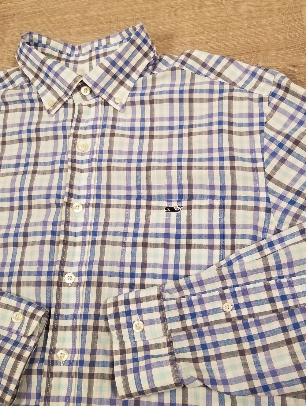 Vineyard Vines Tucker Shirt Button Down Blue Plaid Check Mens Medium Long Sleeve
